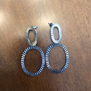 Gold and gunmetal earrings